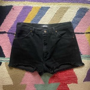 Reformation x Wrangler black cut off shorts
